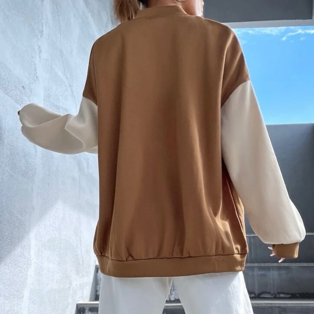 Colorblock Drop Shoulder Bomber Jacket